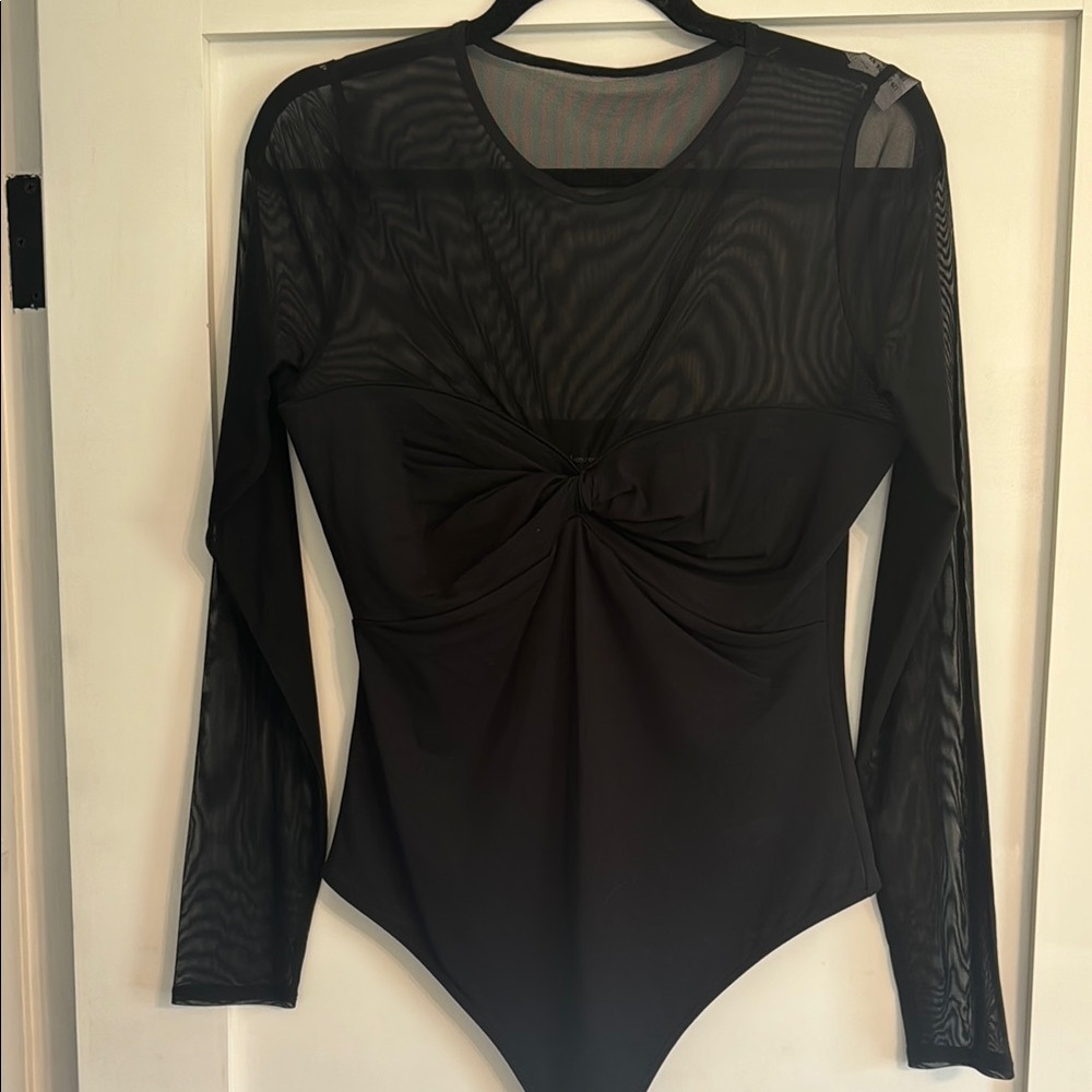Abercrombie Black Mesh Long Sleeve Bodysuit